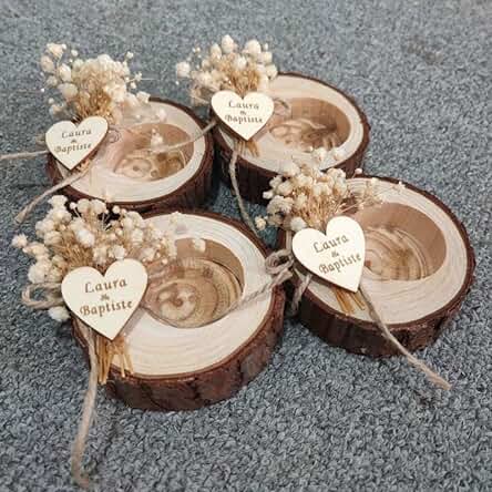 10 Piezas de Recuerdos de boda para Invitados, Soporte Rústico de Madera para Velas de té, Regalos de Agradecimiento, Despedida de Soltera, baby Shower, Regalo de dama de Honor (flor Blanca)