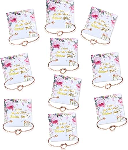 10 Piezas Pulsera de Regalo de Dama de Honor Brazalete de Nudo con Tarjetas de Regalo de Dama de Honor I Can't Tie The Knot Without You