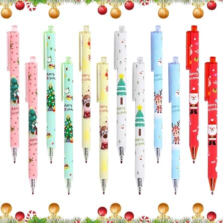 12 Piezas de Bolígrafos de Tinta de Gel de Navidad Muñeco de Nieve de Dibujos Animados Reno de Santa Rotulador de árbol de Navidad Regalo de Fiesta de Navidad Regalo Escuela Oficina Familia Papelería