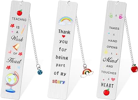 3 pz Marcadores De Libros Inspiradores de Metal, Regalos de Graduación Regalo Profesora Infantil Marcapaginas Personalizado para Profesores de Infantil Primaria Originales Mujer Hombre Amigos Colega