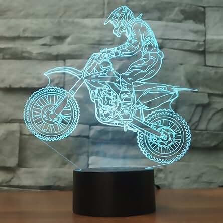 3D óptico Illusions LED Lámparas, Moto, Cooja Lámpara de mesa de mesa Táctil Decoración Hogareña 7 Colores Efectos Luminosos únicos para de la Navidad de los Niños