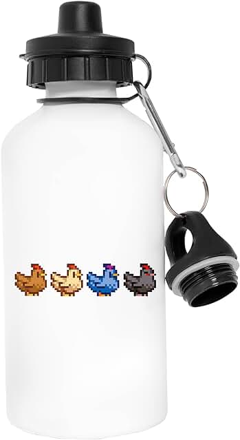 4 Pollos Stardew Valley Botella De Agua De Acero Inoxidable Frasco Ecológico Reutilizable Blanco