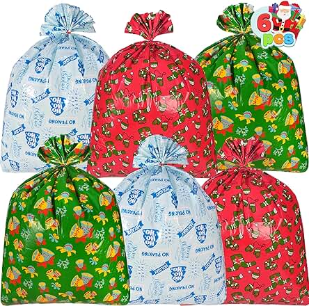 6 Pack de Gigantes Bolsas con Cordón de Regalo Grande Goody Bag para Navidad (109X91cm)