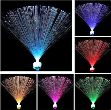 6 Piezas Lámpara de Fibra Óptica LED de Cambio de Color, 7 Colores Luz de Noche Lámpara Calmante para Decoración de Mesa Salones Dormitorios Regalos y Más