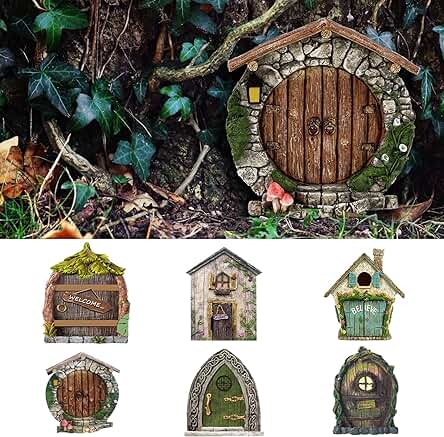 6Pcs Dimensional Puerta Miniatura De Árbol De Jardín De Hadas Puerta En Miniatura Fadas De Hadas Puerta De Casa Diminuta Niños Mini Regalo Jardín De Hadas En Miniatura Exterior De Decoración