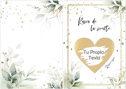 6*Tarjetas de Rascar + 6*Sobres Kraft + 6*Adhesivos Rasca Corazón Dorado, Tarjetas Felicitación Rasca de la Suerte, Regalo Personalizado Anuncio Embarazo Testigo Boda Mensaje Sorpresa (En Blanco)