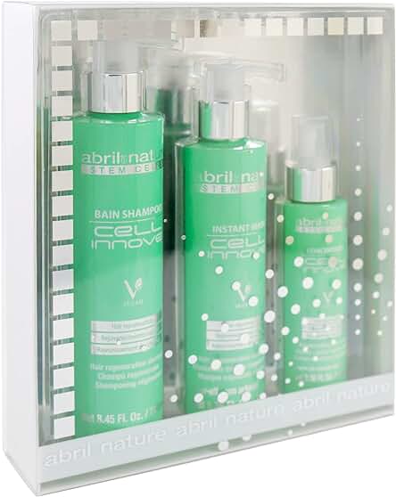 Abril et Nature - Pack Tratamiento Vegano Hidratación Profunda CELL INNOVE - Mascarilla Pelo, Sérum Pelo y Champú Células Madre de Regalo - Champú Hidratante Profesional Rejuvenecedor Antifrizz