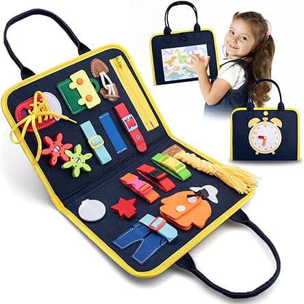 Achiyway Tablero Sensorial, Busy Board Juguetes para Niños 1 - 4 Años, Juguetes Educativos Sensoriales de Desarrollo de Habilidades Motoras Finas para Regalos