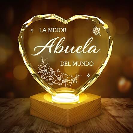 ADDMES Regalo Abuela, Regalo a Abuela de Cumpleaños de Nietos, Luces Nocturnas Cristal Grabadas Regalos de Amor Para Abuelael en 60, 70, 80 Cumpleaños, Navidad, Día de la Madre