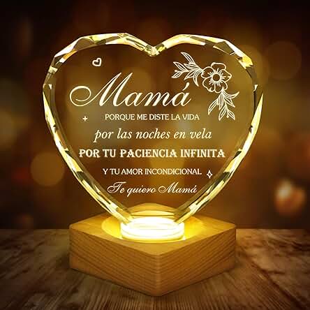 ADDMES Regalo Madre, Regalos para Madres Cumpleaños, Luz Nocturna Cristal Grabada Regalos para Mama, Nueva Mamá, und Madrastra en Navidad, el Día de la Madre, Acción de Gracias