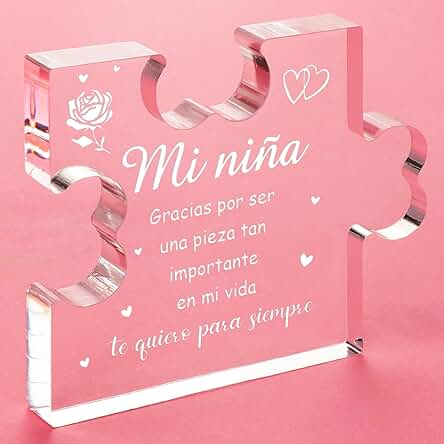 Adorno Puzzle Acrílico (niñas) Regalos para tu Novia, Regalo Novia Adornos de Acrílico para Novia,Regalo Aniversario Pareja, Regalos para Niñas, Bodas