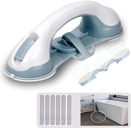 Agarradera de Baño con 3 Ventosas | REGALO 6 Cintas Antideslizantes | Asidero de Ducha para Personas Mayores, Minusválidos y Niños | Fácil Instalación sin Perforaciones Agarradera de Baño con 3 Ventosas | REGALO 6 Cintas Antideslizantes | Asidero de Ducha para Personas Mayores, Minusválidos y Niños | Fácil Instalación sin Perforaciones