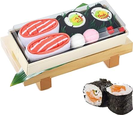 AGRIMONY Calcetines Forma Sushi Divertidos - Personalizados Originales Dibujos Estampados Graciosos Frikis Colores Arte Sushi - Regalos Originales Cumpleanos para Adolescentes