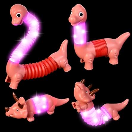 Ainiv Pop Tubos Juguetes, 2PCS Luminoso Elástico Juguetes Sensoriales, Creativo Retráctil Conectable Tubos, Niños Autismo Juguetes Educativos, para Aliviar el Estrés y la Ansiedad(Rojo)