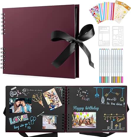 Album De Fotos Scrapbook Album De Fotos Para Pegar Y Escribir, álbum De Fotos De 80 Páginas Negras DIY Scrapbooking Albumes, Para El Bebé Y El Regalo San Valentín Para Boda Aniversario Cumpleaños