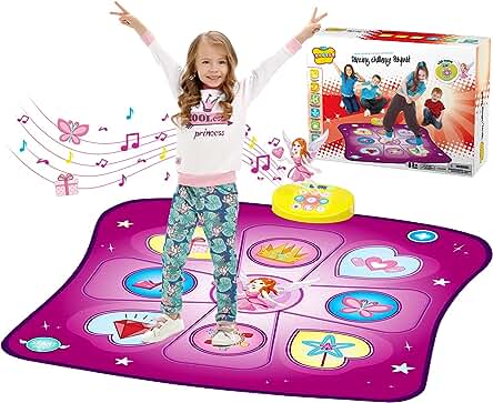 Alfombra de Baile Juguete Niña 3 4 5 6 7 8 9+,Regalo Niñas Alfombra Musical con Luces LED,Música Incorporada,3 Modos de Juego,Volumen Ajustable,Regalo Cumpleaños Navidad para Niñas Niños 3+ Años