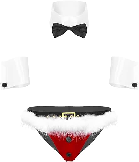 Alvivi Tangas Hombre Sexy para Fiesta Navidad Disfraz de Papá Noel Calzoncillos Masculinos Bóxer Ajustado Sexy Ropa Interior Slips G-String