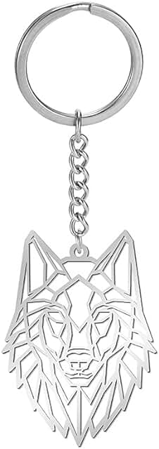 Amaxer Llavero de Acero Inoxidable con Diseño Geométrico de Origami Hueco para Amantes de los Animales Unisex Amaxer Llavero de Acero Inoxidable con Diseño Geométrico de Origami Hueco para Amantes de los Animales Unisex