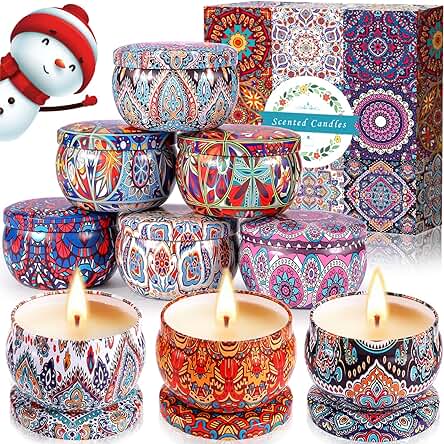 Amzeeniu Velas Perfumadas Juego de Regalo,9 Piezas Velas Aromaticas Vela de Viaje Aromaterapia Cera de Soja Natural Vela Velas Decorativas para Boda Cumpleaños Día de San Valentín Yoga Baño Dormitorio