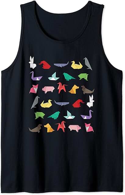 Animales de Origami de Papel Regalos para Amantes del Camiseta sin Mangas Animales de Origami de Papel Regalos para Amantes del Camiseta sin Mangas