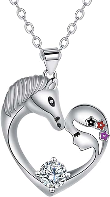 Arrebol Collar Plata de Ley 925 para Mujer Corazón Colgante con Joyería de Caballo,Originales Regalos Para Mujeres Niña Mamá Esposa Novia Hermana - Ajustable(45cm+5cm) Arrebol Collar Plata de Ley 925 para Mujer Corazón Colgante con Joyería de Caballo,Originales Regalos Para Mujeres Niña Mamá Esposa Novia Hermana - Ajustable(45cm+5cm)