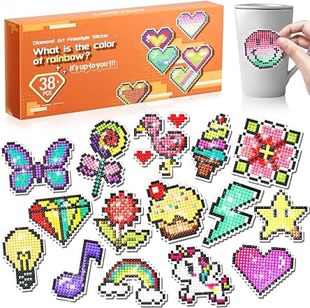 ARTDOT Diamond Painting Pegatinas Infantiles Kit, 38 Piezas Pintura Diamantes Stickers Infantiles para Regalos de Juguetes de Arte y Manualidades para Niñas y Niños de 6 7 8 9 10 11 12 13 Años