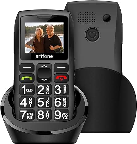 Artfone Teléfono Móvil para Personas Mayores, 2023 Mejora C1+ Negro Versión Español, 2G gsm Senior Móviles de Teclas Grandes y Volumen Alto, Botón SOS, Base Cargadora, Batería de 1400 mAh Artfone Teléfono Móvil para Personas Mayores, 2023 Mejora C1+ Negro Versión Español, 2G gsm Senior Móviles de Teclas Grandes y Volumen Alto, Botón SOS, Base Cargadora, Batería de 1400 mAh