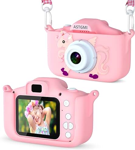 ASTGMI Juguetes de Cámara para Niños para Niños y Niñas, 1080P HD Camara Fotos Infantil, Cámara Fotos Niños, Cumpleaños de para Niños de 3 4 5 6 7 8 9 10 Años, con Tarjeta SD de 32 GB