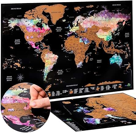 ATLAS & GREEN Mapa Mundi Rascar | Mapa del Mundo para Pared | Mapa Europa para Rascar | Scratch Map Mapamundi con Accesorios