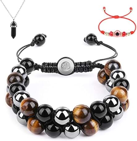 AUAUY Pulsera Triple Protección, Negro Azul Hematita Ojo de Tigre Pulsera de Piedras Naturales Curativas de Regalo para Hombres para la Buena Suerte y la Prosperidad… AUAUY Pulsera Triple Protección, Negro Azul Hematita Ojo de Tigre Pulsera de Piedras Naturales Curativas de Regalo para Hombres para la Buena Suerte y la Prosperidad…