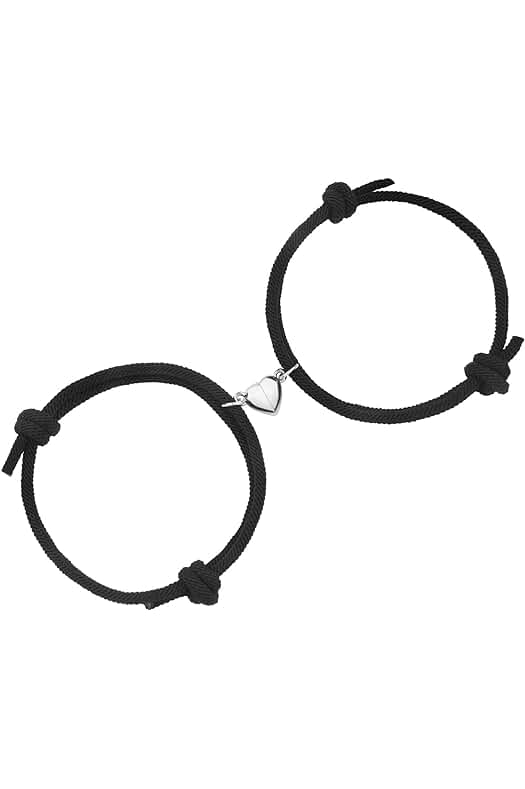 Aucuu 1 Par de Pulseras Magnéticas para Parejas,1Pare (18-28CM ) Pulsera Ajustable de Cuerda Trenzada Relación de Atracción Mutua, para Mujeres, Hombres,Amigos, Novio, Novia, Regalo de San Valentín