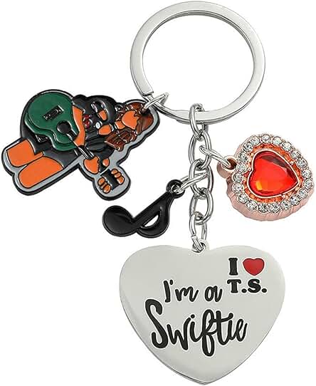 Auony Llavero Taylor Inspirado en la Música, Regalos para Fanáticos de Swifties, Adolescentes, Niñas, Hijas, Mujeres, Plateado, 13.7*15 inch