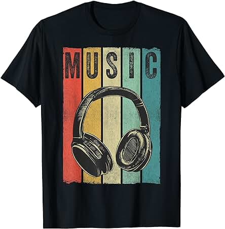Auriculares Retro de Regalo de DJ Amante de la Música Camiseta Auriculares Retro de Regalo de DJ Amante de la Música Camiseta