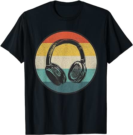 Auriculares Retro de Regalo de DJ Amante de la Música Camiseta Auriculares Retro de Regalo de DJ Amante de la Música Camiseta