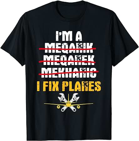 Avión Mecánico Regalo Divertido Arreglo Aviones Aviación Camiseta