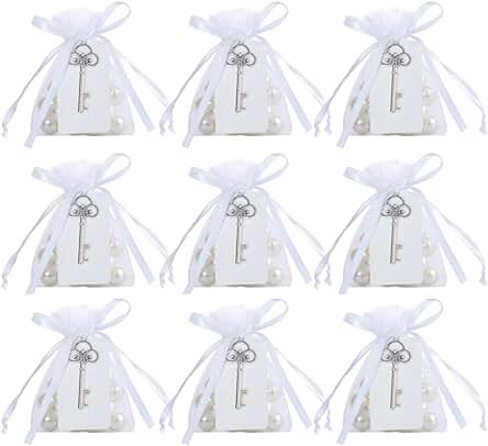 Awtlife 50 Abridores de Botellas Vintage Rústicos con Etiqueta de Tarjeta y Bolsa Transparente para Regalos de Fiesta de boda