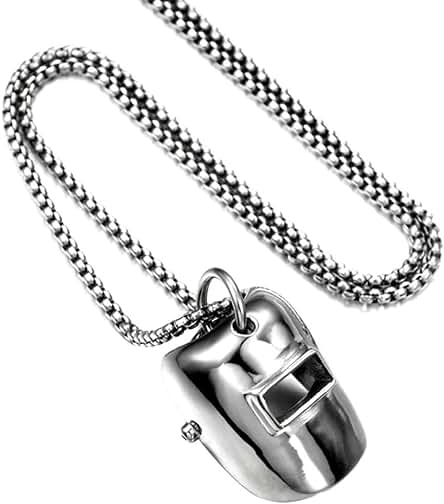 Banziaju Collar Hiphop con Colgante de Casco de Soldador, Cadena de Cuello, Joyería de Plata, Regalo para Hombres y Mujeres, Metal