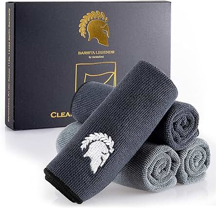 Barista Legends® Juego de 4 Paños Barista de 30 x 30 cm para Limpiar tu Equipo de Café, Extremadamente Absorbente, para Lanza de Vapor y Máquina Portafiltros. Barista Legends® Juego de 4 Paños Barista de 30 x 30 cm para Limpiar tu Equipo de Café, Extremadamente Absorbente, para Lanza de Vapor y Máquina Portafiltros.