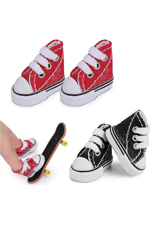 Bavooty Mini Dedos Zapatos,Zapatos Pequeños para Dedo,Mini Finger Scooter Set,Mini Zapatos de Dedo,Zapatos de Muñeca Realistas,Mini Patineta Accesorios Regalo para Adulto,Favores de Fiesta de Cumpleaños,2Pare