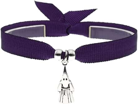 BDM Pulsera Cofrade. Regalos de Semana Santa, Nazarenos, Costalero, Figura Religiosa, Pulsera de Tela Morada de Cofradía con Colgante de Nazareno. Pulsera Hombre y Mujer