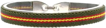 BDM Pulsera para Hombre y Mujer de Tela Verde Guardia Civil con la Bandera de España, Elástica. Elige tu Medida.