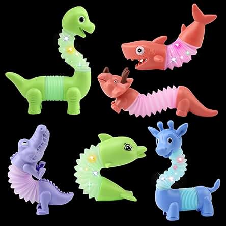 BelleStyle Juguetes Sensoriales de Tubos Pop para Niños,6 PCS Tubos Luminosos Pop Juguetes Sensoriales,Multicolor Fidget Toy con Luz Led,Juguetes Educativos Regalo para Niños Adulto Autismo