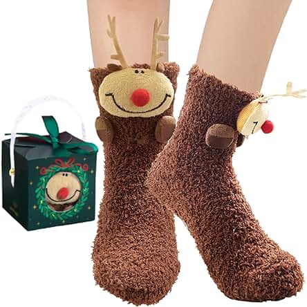 BINXWA Calcetines Mullidos para Mujeres y Novias, Calcetines Antideslizantes de Papá Noel para Mujeres, Calcetines Divertidos para Regalo para Mujeres BINXWA Calcetines Mullidos para Mujeres y Novias, Calcetines Antideslizantes de Papá Noel para Mujeres, Calcetines Divertidos para Regalo para Mujeres