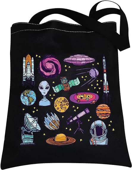 BNQL Bolsa de mano Espacial para Amantes del Espacio, Regalos de Astronomía Espacial, Astronauta, Bolsa de lona Espacial, Regalos de nerd Espacial