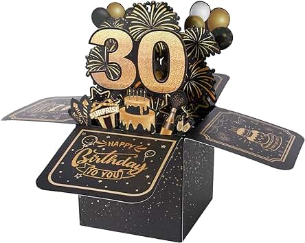 BOFUNX Tarjeta de Felicitación Cumpleaños de 30 Años Pop Up 3D Tarjeta Emergente Regalo Original Creativo para Feliz Cumpleaños a Familias Amigos