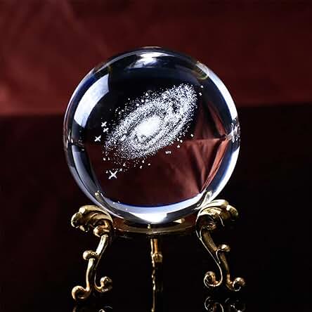Bola De Cristal 3D,Bola de Cristal Galaxia,Miniatura Sistema Solar Sistema Solar 3D Bola de Cristal Grabado,decoración del Hogar Astronomía Regalos Educativos de Navidad (vía Láctea)