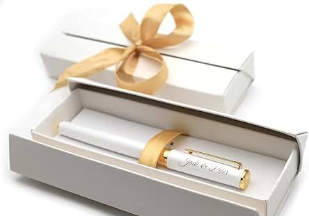 Bolígrafo Metálico Personalizado + caja de Regalo | Diseñe un Regalo Realmente único | Grabado con Láser - Blanco