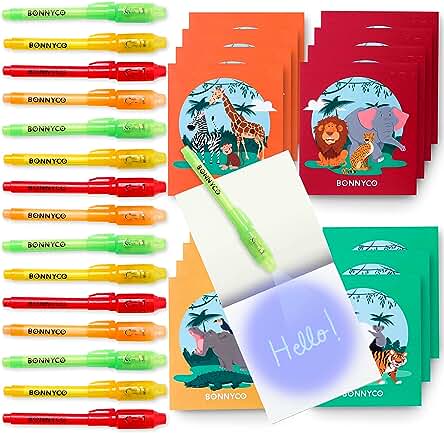 Bolígrafo Tinta Invisible y Libreta Animales de la Selva Pack x16 - BONNYCO | Detalles Cumpleaños Niños, Regalos Cumpleaños Niños Colegio, Piñatas de Cumpleaños | Regalos Fiesta Cumpleaños Infantil