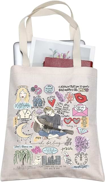 Bolsa de lona Inspirada en el Cantante, Regalo para Amantes de la Música, Regalo para Cantantes, Regalo para Cantantes Swifties, Cantante, Letras de Canciones