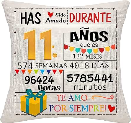 Bommex Regalo de 11 Cumpleaños Funda de Cojín para 11 Años Niña Niño Regalo para 11 Cumpleaños 11 Años Decoraciones de Regalo (11)